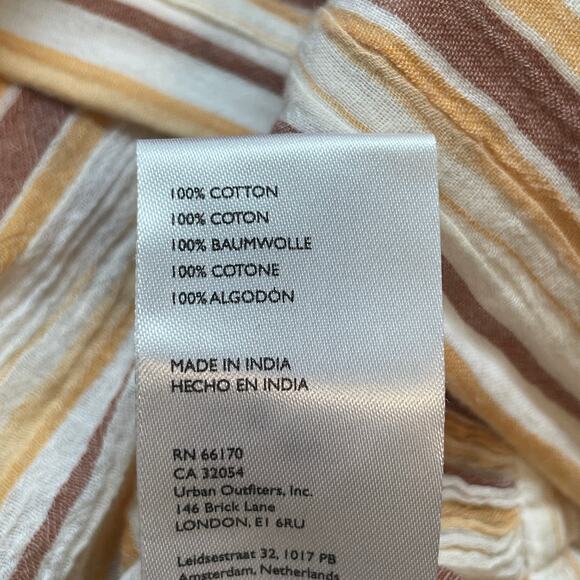 Anthropologie Tie-Front Top Womens Small Yellow Striped Oversized Balloon Sleeve - Picture 8 of 10